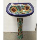 Mexican Talavera Pedestal Sink Colibri Girasoles